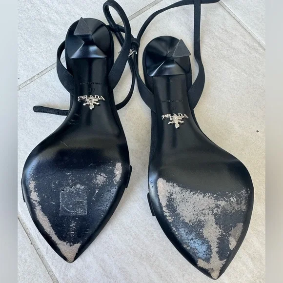 Prada Black Heels with Silver Accents - Picture 4 of 8